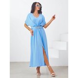 Resti Women's midi dress with short sleeves, V-neck, and a slit in the middle Cijene