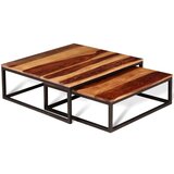  Dvodijelni Set Uklapajućih Stolića za Kavu Masivno Sheesham Drvo | shoptok.hr
