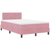 vidaXL Postelja z vzmetnico z vzglavjem Roza 120 x 190 cm Žamet, (5000128553) | Shoptok.si