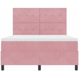  LED Box Spring Krevet Ružičasta 140 x 190 cm Baršun | Shoptok.si