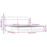 Metalni Kovinski posteljni okvir brez vzmetnice sonoma hrast 183x213 cm, (21608680) | Shoptok.si