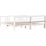  posteljni okvir z vzglavjem, trden borov les, bela, 200×200 cm | Shoptok.si