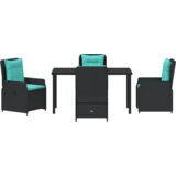  Set vanjskog blagovaonskog namještaja od pet dijelova crni poli ratan | shoptok.hr