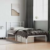 vidaXL Metalni okvir za krevet s uzglavljem bijeli 107x203 cm | shoptok.hr