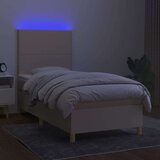  Box spring postelja z vzmetnico LED krem 100x200 cm blago, (20899158) | Shoptok.si