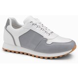 Ombre Patchwork men's shoes sneakers with combined materials - white and gray | shoptok.hr