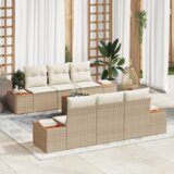 vidaXL 7 Dijelni Vrtni Sofa Set S Jastucima Bež Poli Ratan Akacija | shoptok.hr