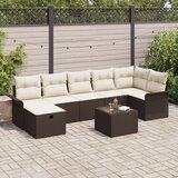 vidaXL 8-delni vrtni kavč set z blazinami Rjava Poli ratan, (22093641) | Shoptok.si