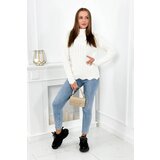 Kesi Sweater with decorative ruffle ecru | shoptok.hr