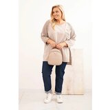 Kesi Włoski Plus Size women's cotton blouse with print beige | Shoptok.si