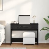 vidaXL Toaletna mizica z ogledalom Črna javor 100x45x76 cm | Shoptok.si