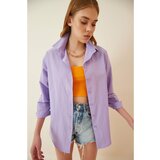Happiness İstanbul Women's Light Lilac Oversize Long Basic Shirt Cene