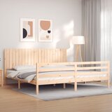 vidaXL Posteljni okvir z vzglavjem 200x200 cm trden les | Shoptok.si