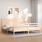 vidaXL Posteljni okvir z vzglavjem 200x200 cm trden les