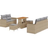  Set od 8 dijelova vrtnih sofa s jastučićima bež poli ratan akacija | shoptok.hr