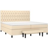  Krevet s oprugama i madracem krem 200 x 200 cm od tkanine | shoptok.hr