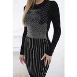 Kesi Viscose dress with silver zirconia motif black | shoptok.hr