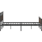 Metalni Kovinski posteljni okvir brez vzmetnice rjavi hrast 183x213 cm, (21829052) | Shoptok.si