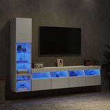  4-dijelni zidni TV elementi s LED bijeli od konstruiranog drva | shoptok.hr