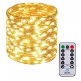 springos Micro LED novoletne lučke na baterije z daljincem 100 LED 10m toplo bele Cene