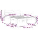  Krevetna konstrukcija Smeđa 140 x 190 cm Čvrsta borova drva | shoptok.hr