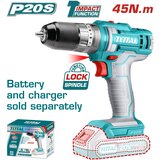 Total Akumulatorski udarni vrtalnik 750rpm/22500bpm/P20S/IND (TIDLI201455), (21122507) | Shoptok.si