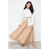 Trendyol Beige Pleated Knitted Skirt cene