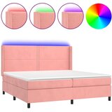  box spring s madracem LED ružičasti 200x200cm baršunasti | shoptok.hr