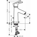 Hansgrohe enoročna armatura za umivalnik TALIS S 100 z zgornjim delom sifona (72020000) | Shoptok.si