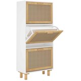 Ormarić za cipele bijeli 52 x 25 x 115 cm drvo i prirodni ratan | shoptok.hr