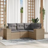 Maison Chic Seti vrtnega pohištva - Vrtna garnitura - Vrtni pohištvo set 4-delna z blazinami bež poli ratan, (21815820) | Shoptok.si