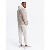 Ombre Men's lightweight fleece jacket with viscose - beige | Eponuda.ba
