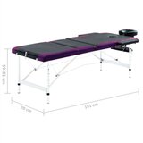  stol za masažu s 3 zone aluminijski crno-ljubičasti | shoptok.hr