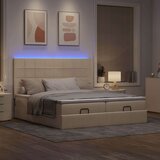 vidaXL Otomanski okvir kreveta s madracima krem 200x200cm od tkanine Cijene