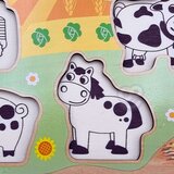 Woopie zelena drvena montessori farma slagalica s odgovarajućim pribadačama | shoptok.hr