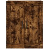 vidaXL Visoka komoda dimljen hrast 69,5x34x180 cm inženirski les | Shoptok.si