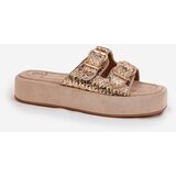 Boto Women's Platform Sandals With Buckles And Weaving Khaki Limme | ePonuda.com