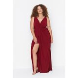 Trendyol Curve Claret Red Knot Detailed Knitted Evening Dress Cijene