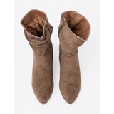 Shelvt Dark beige suede ankle boots on a heel | Shoptok.si