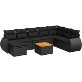  9-dijelni set vrtnih sofa s jastucima crni od poliratana Slike
