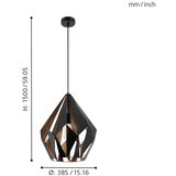 Eglo Carlton 1 Okrogla viseča svetilka (Ø x V: 385 mm x 110 cm) | Shoptok.si
