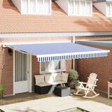 vidaXL Ročna retraktivna tenda modro-bela 400x300 cm Cene