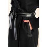 Fenzy Eleganten Plašč Z Detajli Iz Umetnega Usnja, Črn | Shoptok.si