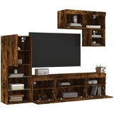  6-dijelni zidni TV elementi s LED svjetlima boja hrasta drveni | shoptok.hr