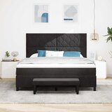 Krevet s opruga kutije s uzglavljem Crna 200 x 180 cm Baršun | shoptok.hr