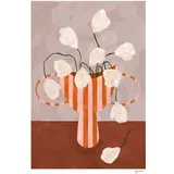 Plakat 30x40 cm White Flowers in Striped Vase –