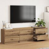 vidaXL TV omarica Rjava 181 x 34 x 50 cm Delovna plošča in LED luči | Shoptok.si