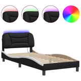 Maison Chic Posteljni okvir - Enojna postelja - Postelja za odrasle z LED lučkami črn in bel 80x200 cm umetno usnje, (21697360) Cene