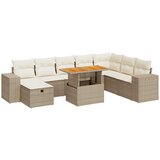 Maison Chic Seti vrtnega pohištva - Vrtna garnitura - Vrtni pohištvo set z blazinami 9-delna bež ratan/akacija, (21796471) | Shoptok.si