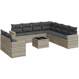 vidaXL 10-dijelni set vrtnih sofa poliratan s jastucima svijetlosivi | shoptok.hr